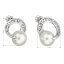 Stříbrné náušnice pecka s perlou Swarovski bílé kulaté 31239.1 Bílá