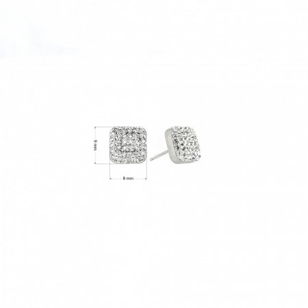 Stříbrné náušnice pecky s krystaly Swarovski bílý čtverec 71138.1