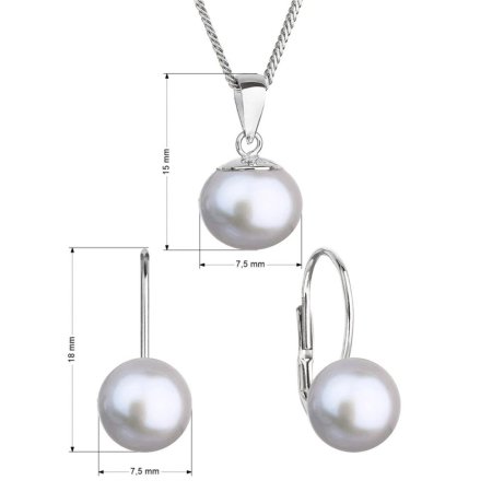 Perlová súprava so šedou riečnou perlou 29081.3 grey