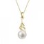 Zlatý 14 karátový náhrdelník s bílou říční perlou a brilianty 92PB00054