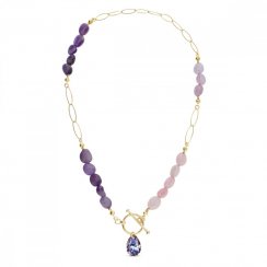 Stříbrný pozlacený náhrdelník fialový Sassolino NG6433VL10MIX Vitrail Light