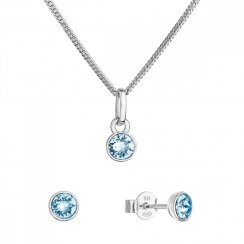 Sada šperků s krystaly Swarovski náušnice, řetízek a přívěsek modré 39177.3 Aqua