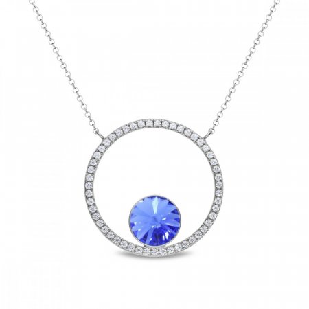Stříbrný náhrdelník modrý se Swarovski Elements Orbita NCD1122SS47SA Sapphire