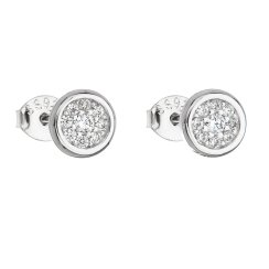 Strieborné náušnice pecka so zirkónom biele okrúhle 11078.1