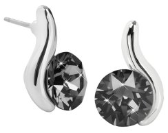 Náušnice so Swarovski Elements strieborno šedá vlnka Silver Night