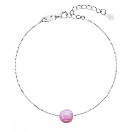 Stříbrný náramek se syntetickým opálem růžový kulatý 13019.3 Pink s. Opal