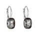 Stříbrné náušnice visací s krystaly Swarovski černý obdélník 31278.5 Silver Night