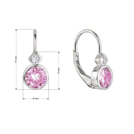 Strieborné náušnice detské okrúhle so zirkónmi 11479.3 Rose