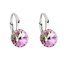 Stříbrné náušnice visací s krystaly Swarovski fialové kulaté 31229.5 Vitrail Light