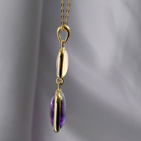 Pozlátený náhrdelník s ametystom a bielou perleťou 12170.3