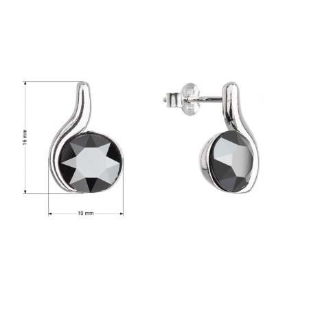 Strieborné náušnice kôstky so Swarovski kryštálmi čierne 31313.5 Hematite