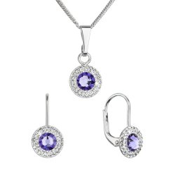 Sada šperků s krystaly Swarovski náušnice a přívěsek fialové kulaté 39109.3 Tanzanite