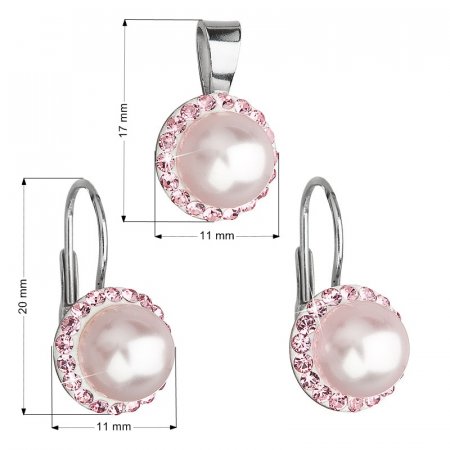 Súprava so Swarovski Elements ružová perla 39091.1 Rosaline