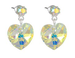 Náušnice so Swarovski Elements srdiečko AB menivé 14 mm