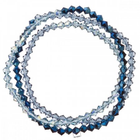 Náramek modrý se Swarovski Elements trojitý 33081.5 Metalic Denim