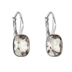Strieborné náušnice visiace s kryštálmi Swarovski šedý obdĺžnik 31278.5 Silver Shade