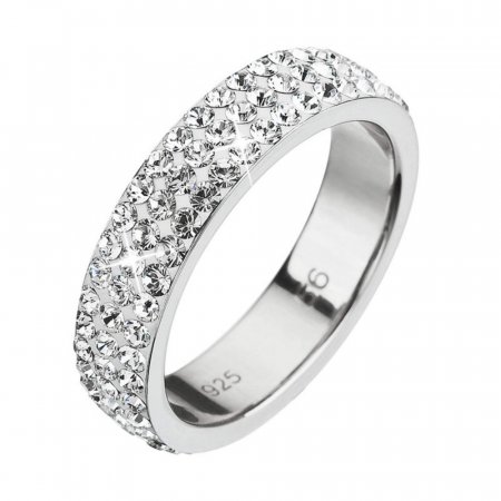 Stříbrný prsten s křišťály Preciosa bílý 35001.1