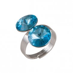 Prsten modrý Rivoli se Swarovski Elements Aqua 12 mm