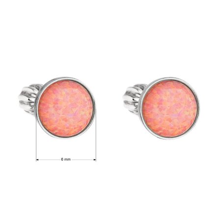 Stříbrné náušnice pecky se syntetickým opálem oranžové kulaté 11001.3 Coral s. Opal