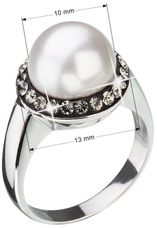 Prsteň so Swarovski Elements perla 35021.3 Black Diamond