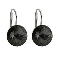 Náušnice čierne Rivoli so Swarovski Elements Jet 14 mm