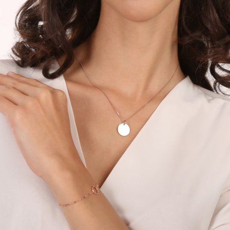 Pozlacený stříbrný přívěsek placička větší 64093 rose gold