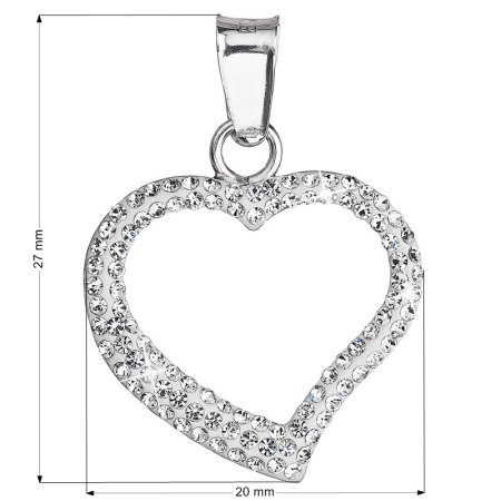Strieborný prívesok s kryštálmi Swarovski biele srdce 34093.1 Kryštál