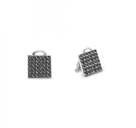 Náušnice šedé se Swarovski Elements Kingdom Clips KLFM6SN Silver Night