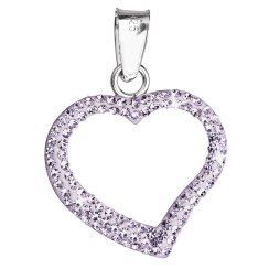 Strieborný prívesok s kryštálmi Swarovski fialové srdce 34093.3 Violet