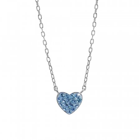 Strieborný náhrdelník srdca so Swarovski Elements Aqua