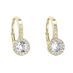 Pozlátené náušnice visiace so zirkónmi v bielej farbe 11202.1 Au plating