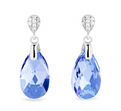 Stříbrné náušnice s krystaly Swarovski Elements modrá kapka Dainty Drop KW610616LS Light Sapphire