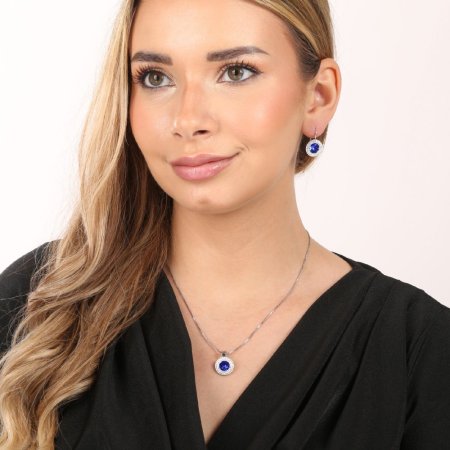 Sada šperkov s kryštálmi Swarovski náušnice a prívesok modrej okrúhle 39107.3 Majestic Blue
