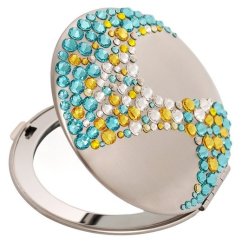 Kosmetické kapesní zrcátko se Swarovski Elements Corals žlutomodré EL-08.5
