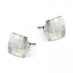 Náušnice šedé so Swarovski Elements diskoštvorec Black Diamond 8 mm