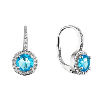 Elegantné strieborné náušnice s aqua zirkónom.