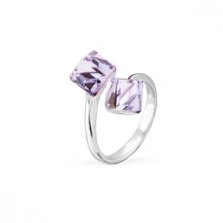 Prsteň sa Swarovski Elements Cube P48416PV Violet 6 mm