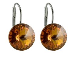 Náušnice Rivoli se Swarovski Elements Topaz 14 mm