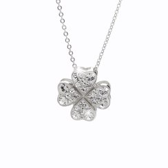 Stříbrný náhrdelník čirý se Swarovski Elements Čtyřlístek Krystal