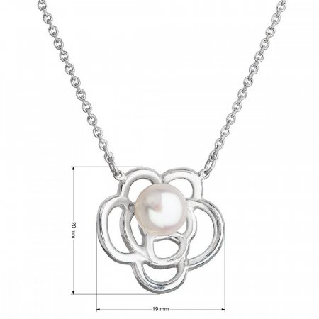Perlový náhrdelník s pravou říční perlou bílá kytička 22034.1