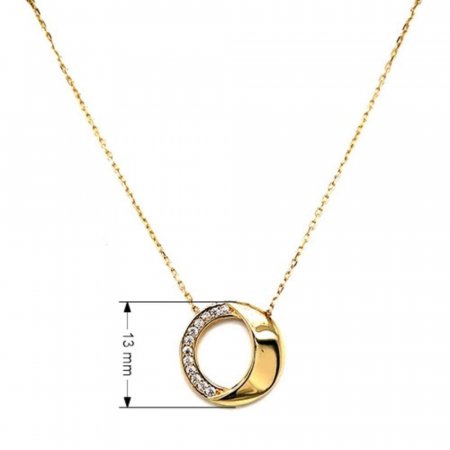 Zlatý 14 karátový náhrdelník měsíc se zirkony 92Z00018 Krystal
