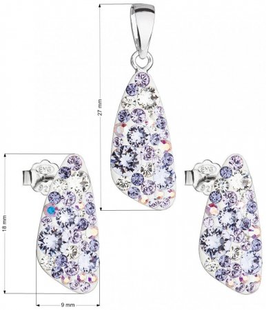 Sada šperků s krystaly Swarovski náušnice a přívěsek fialový 39167.3 Violet