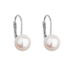 Zlaté 14 karátové náušnice bílé zlato s bílou říční perlou 821009.1 Bílá