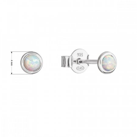 Strieborné náušnice so syntetickým opálom biele okrúhle 11338.1 White s. Opal