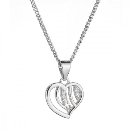 Stříbrný náhrdelník srdce se zirkony 12074.1