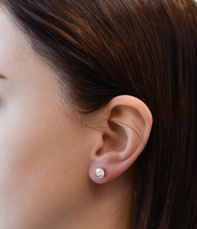 Strieborné náušnice pecka s kryštálmi Swarovski AB efekt okrúhle 31113.2 AB