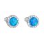 Strieborné náušnice kôstky so syntetickým opálom a krištáľmi Preciosa modré okrúhle 31317.1 Blue s. Opal