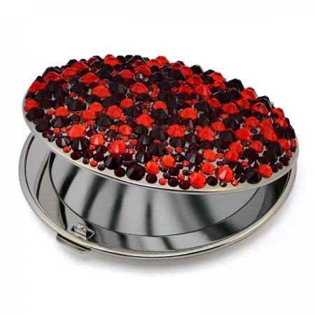 Kosmetické kapesní zrcátko se Swarovski Elements Corals V Červené