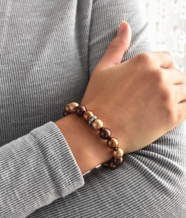 Náramok so Swarovski Elements hnedá perla 33061.3 Brown