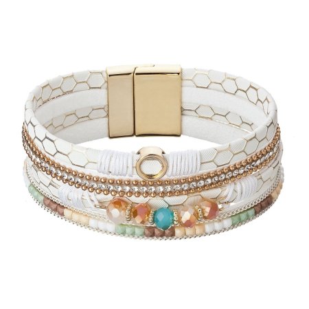 Náramek bílobéžový textilní široký 53010.1 white